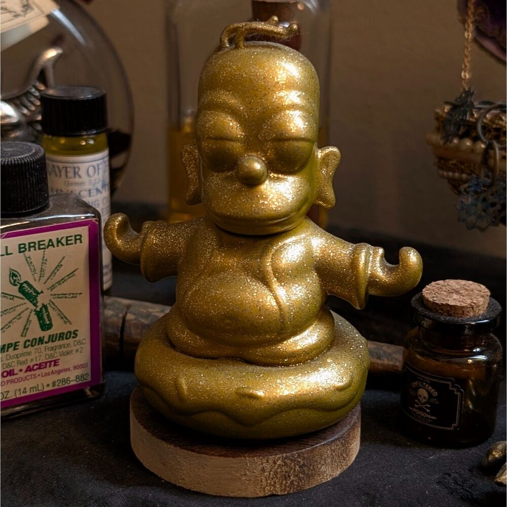 Kidrobot The Simpsons Sparkly Golden Homer Buddha Vinyl Figurine